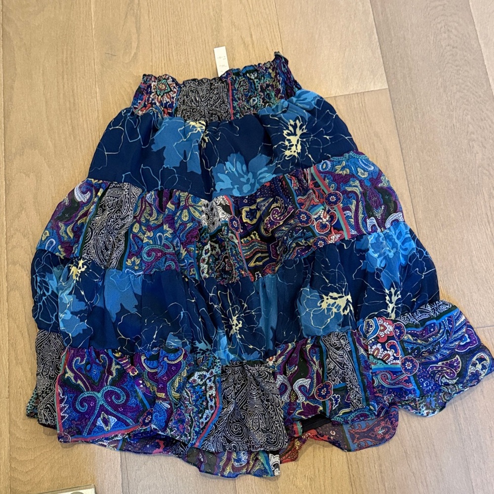 NWT chaudry Blue Paisley A-Line Skirt